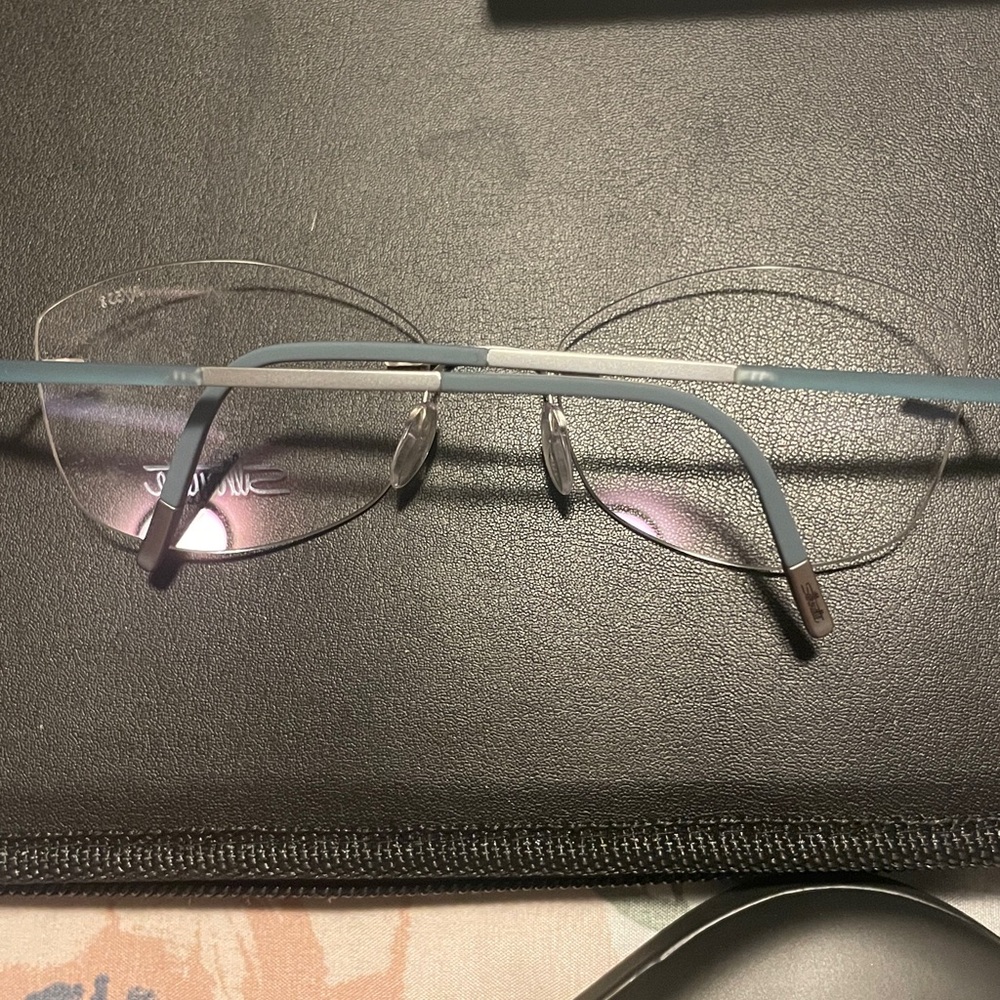 Silhouette Rimless Glasses with Silver and Clear Highlights